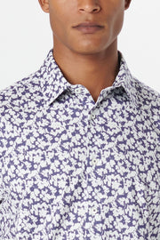 Miles Short-Sleeved OoohCotton Shirt With Navy Floral Print