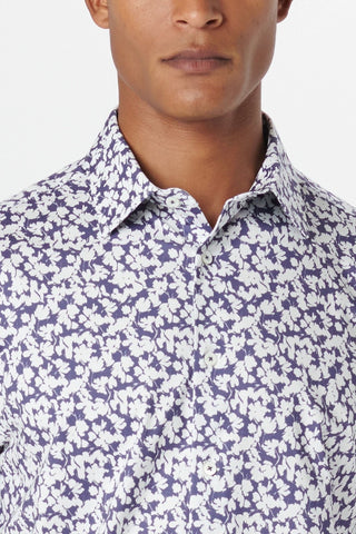 Miles Short-Sleeved OoohCotton Shirt With Navy Floral Print