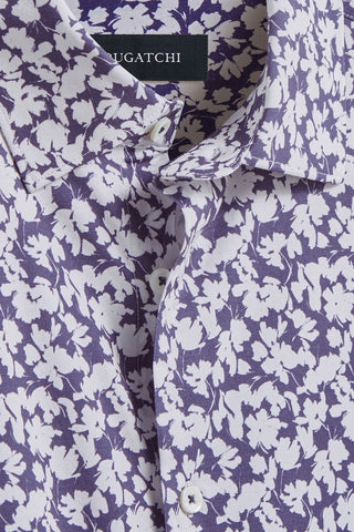 Miles Short-Sleeved OoohCotton Shirt With Navy Floral Print