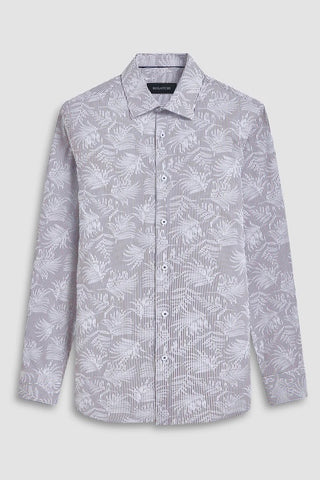 Julian Long-Sleeved Shirt in Navy Palm Print