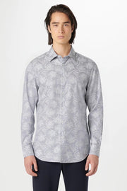 Julian Long-Sleeved Shirt in Navy Palm Print