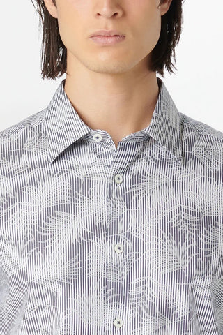 Julian Long-Sleeved Shirt in Navy Palm Print