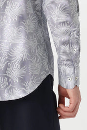 Julian Long-Sleeved Shirt in Navy Palm Print