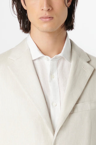 Single-Breasted Knit Sport Coat in Stone