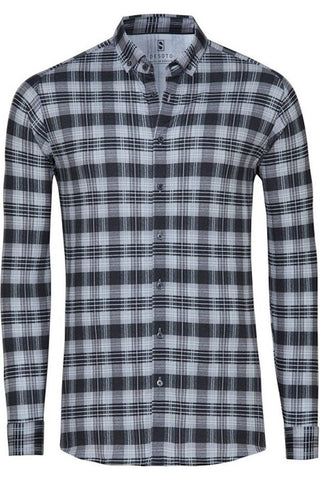 Long Sleeve Casual Shirt in Black/Grey Check
