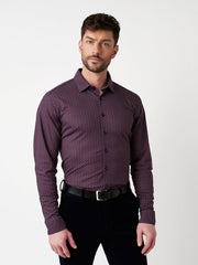 Kent Long Sleeve Casual Shirt in Burgundy