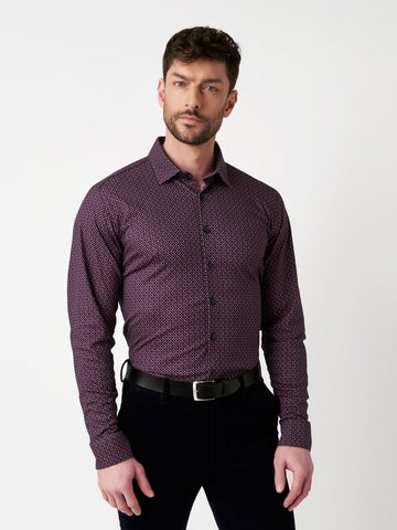Kent Long Sleeve Casual Shirt in Burgundy