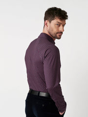 Kent Long Sleeve Casual Shirt in Burgundy
