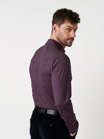 Kent Long Sleeve Casual Shirt in Burgundy