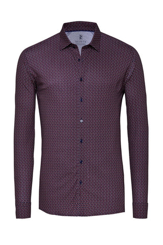 Kent Long Sleeve Casual Shirt in Burgundy