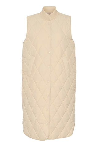 Lorena Quilted Waistcoat in Feather Gray