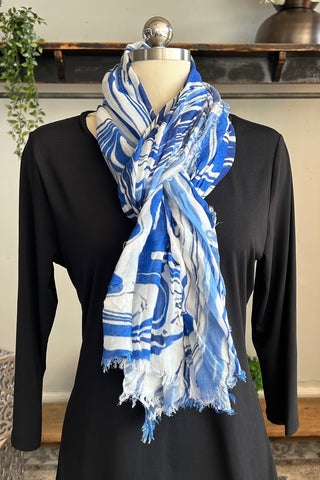 Abstract Scarf in Blue EggShell