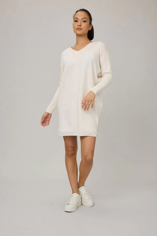 Knit Dress with Rib Sleeves in Multiple Colors