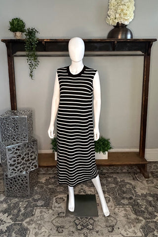 Life Aesthetic Knit Striped Dress in Black