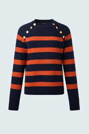 Boxy Striped Sweater With Button Detail in 2 Colours