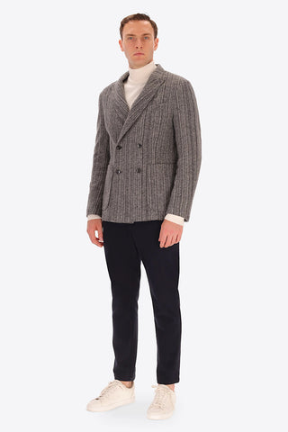 Bradford Multi Stripe Double Breasted Sport Coat in Medium Grey