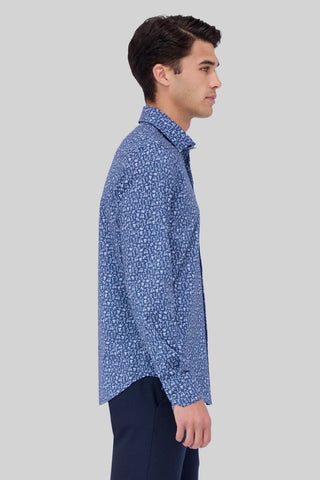 James Long-Sleeved OoohCotton Shirt in Navy Golf Print