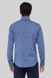 James Long-Sleeved OoohCotton Shirt in Navy Golf Print