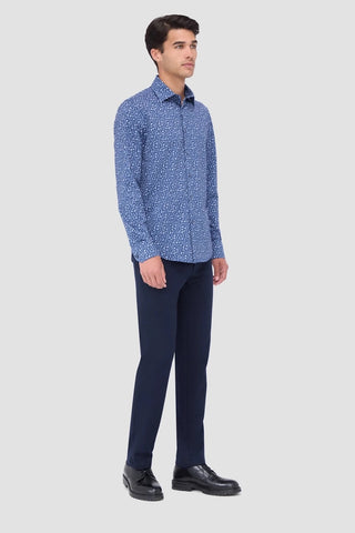 James Long-Sleeved OoohCotton Shirt in Navy Golf Print