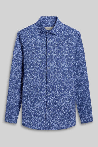 James Long-Sleeved OoohCotton Shirt in Navy Golf Print