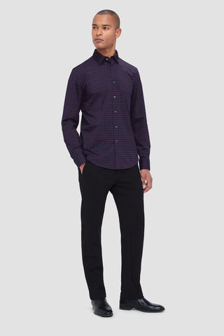 Jax Long-Sleeved OoohCotton Shirt in Plum Graph Check