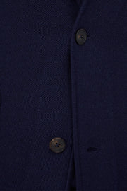 Honeycomb-Stitch Knitted Blazer in Navy and Black