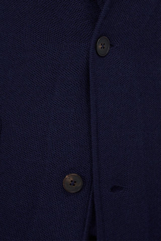 Honeycomb-Stitch Knitted Blazer in Navy and Black