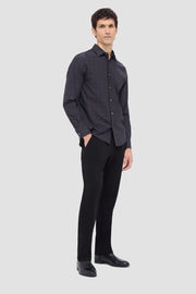 Julian Long-Sleeved Shirt in Black Tonal Jacquard Print