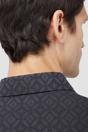 Julian Long-Sleeved Shirt in Black Tonal Jacquard Print