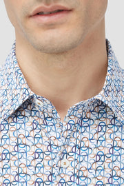 Julian Long-Sleeved Shirt in Air Blue Geometric Print