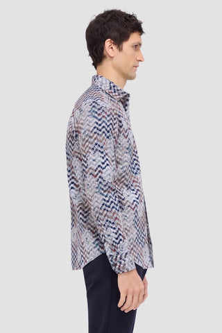 Axel Long-Sleeved Shirt in Caramel Floral Chevron