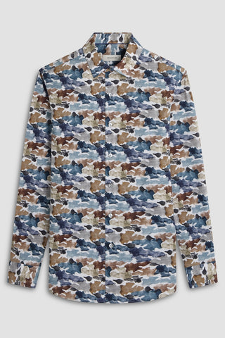 Julian Long-Sleeved Shirt in Cobalt Abstract Print