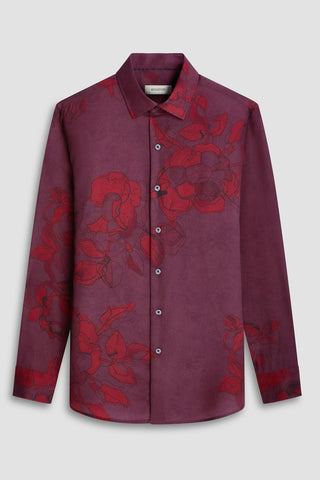 Julian Long-Sleeved Shirt in Cabernet Floral Print