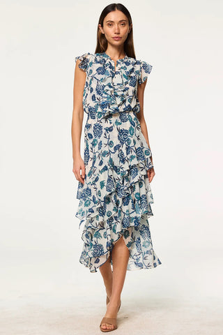 Ilysa Dress in Indigo Blooms