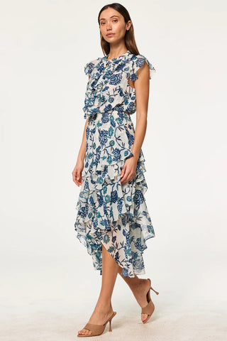 Ilysa Dress in Indigo Blooms