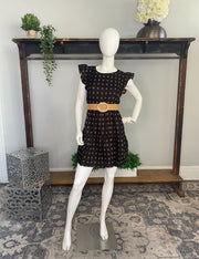 Dress in Black/Brown Dot with Belt