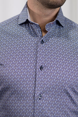 Long-Sleeved Sport Shirt in Multicoloured Geo Print