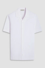 Seersucker Crinkled Camp Shirt in White