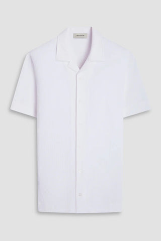 Seersucker Crinkled Camp Shirt in White
