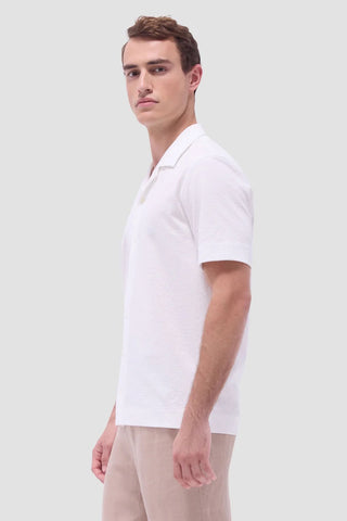 Seersucker Crinkled Camp Shirt in White