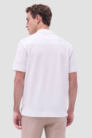 Seersucker Crinkled Camp Shirt in White