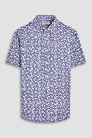 Floral Print OoohCotton Miles Short Sleeve Shirt in Navy