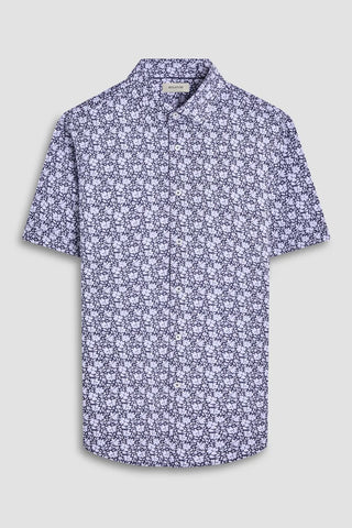 Floral Print OoohCotton Miles Short Sleeve Shirt in Navy