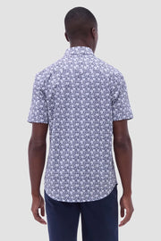 Floral Print OoohCotton Miles Short Sleeve Shirt in Navy