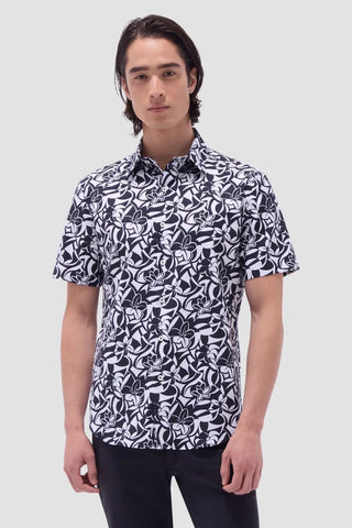 Orson Floral Short Sleeve Shirt in Black