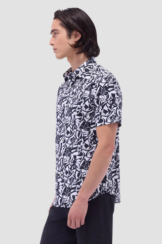 Orson Floral Short Sleeve Shirt in Black