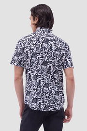 Orson Floral Short Sleeve Shirt in Black