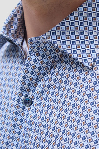 Axel Geometric Shirt in Navy