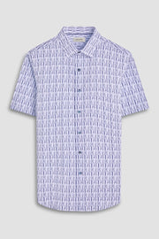 Orson Abstract Seersuckers Short Sleeve Shirt in Salt