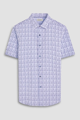 Orson Abstract Seersuckers Short Sleeve Shirt in Salt